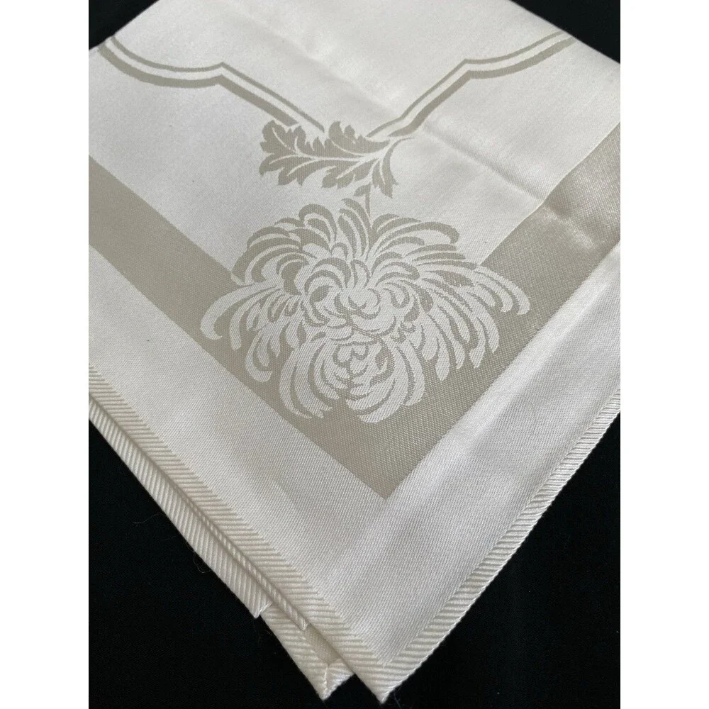 Vintage Cream Ivory Japan Damask Napkins Chrysanthemums Set of 6 New Old Stock